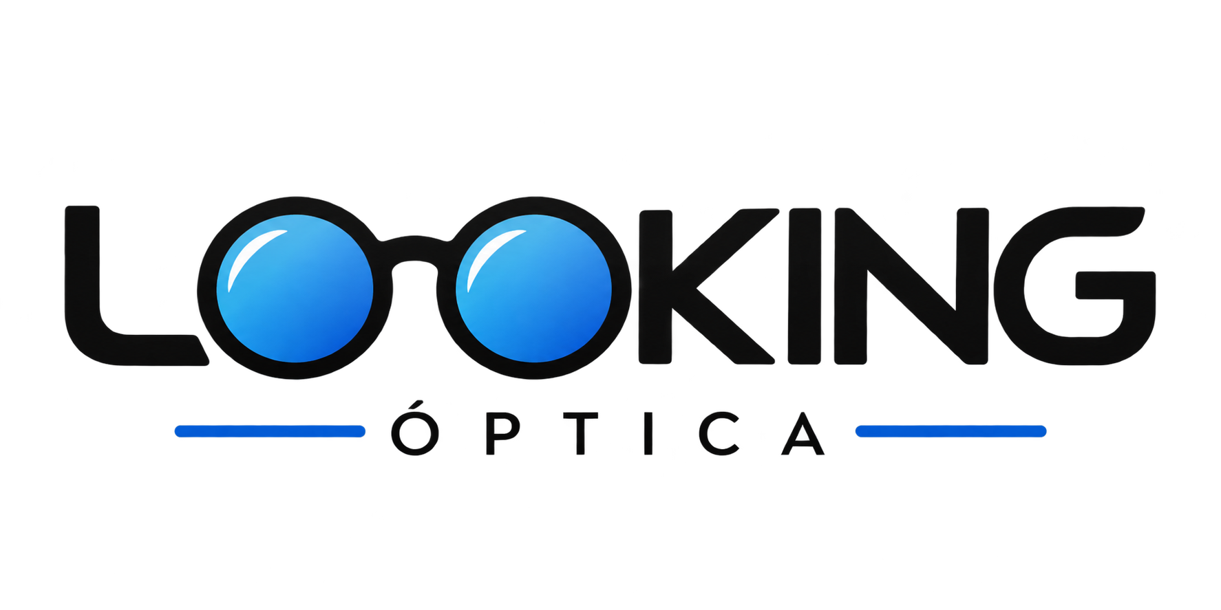 Óptica Looking, logotipo con gafas azules